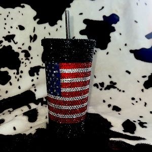 American flag rhinestone tumbler